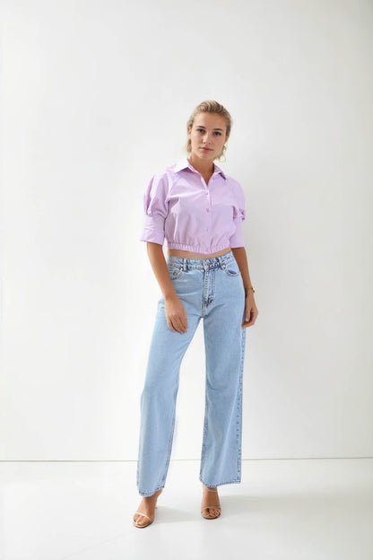 CROP SHIRT WITH ELASTANE WAIST