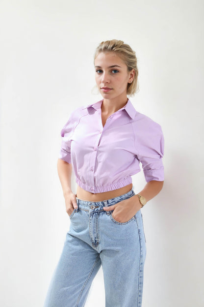 CROP SHIRT WITH ELASTANE WAIST