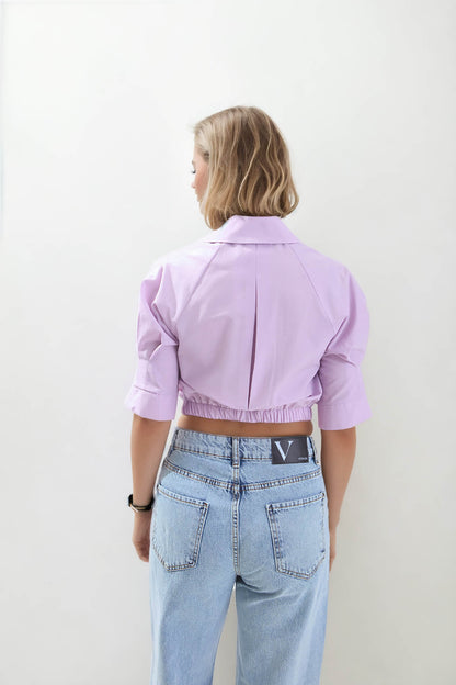 CROP SHIRT WITH ELASTANE WAIST