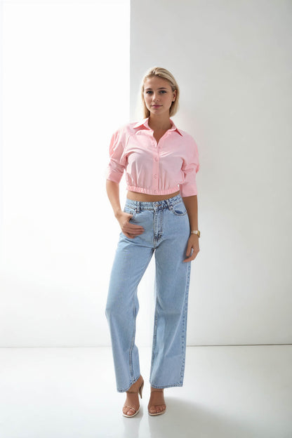 CROP SHIRT WITH ELASTANE WAIST