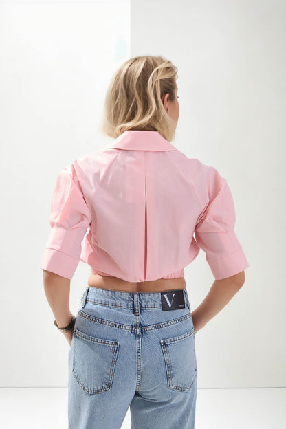 CROP SHIRT WITH ELASTANE WAIST