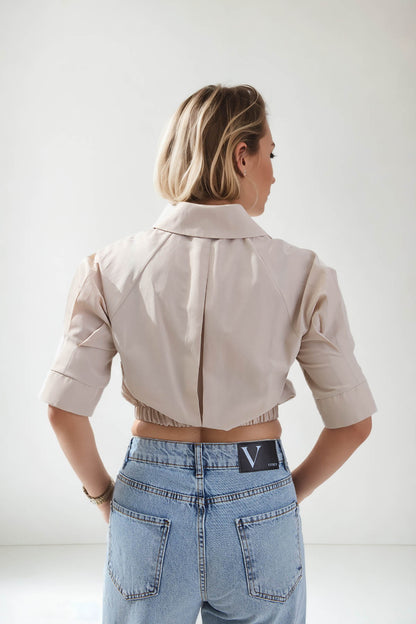 CROP SHIRT WITH ELASTANE WAIST