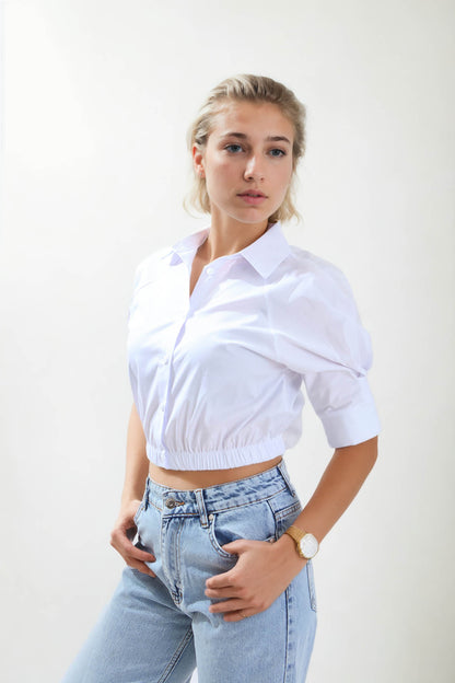 CROP SHIRT WITH ELASTANE WAIST