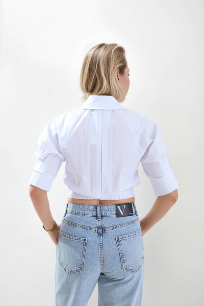 CROP SHIRT WITH ELASTANE WAIST