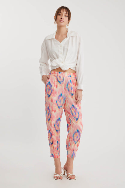 TROUSERS WITH ELASTANE PATTERNED PLEATED