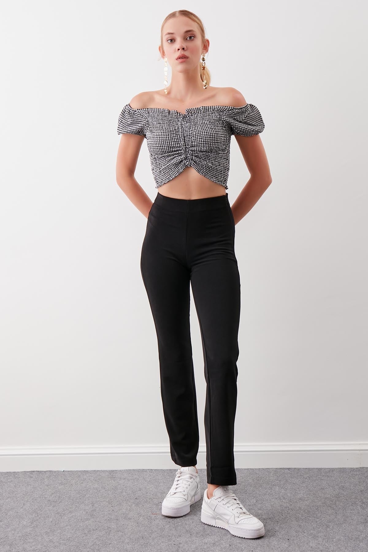 ZIPPERED TROUSERSWITH ELASTANE WAIST