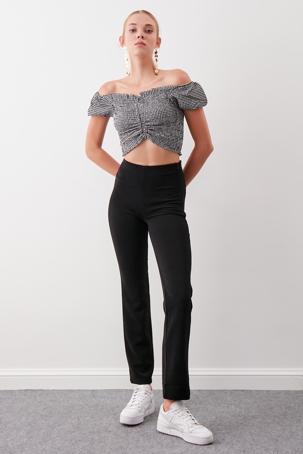 ZIPPERED TROUSERSWITH ELASTANE WAIST