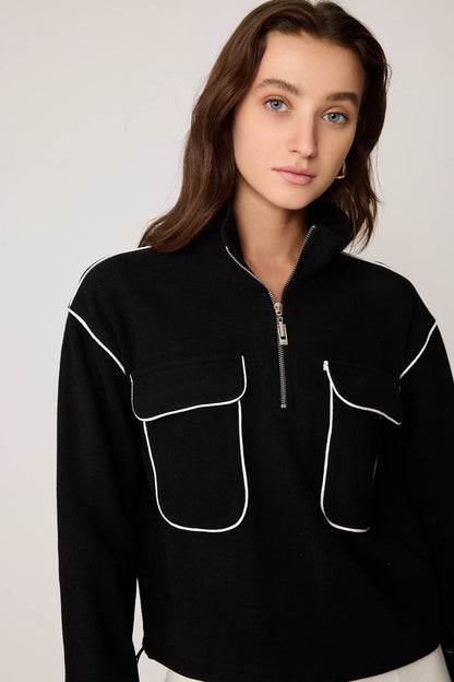 STEEP COLLAR BLOUSE WITH RUBBER CAP POCKET