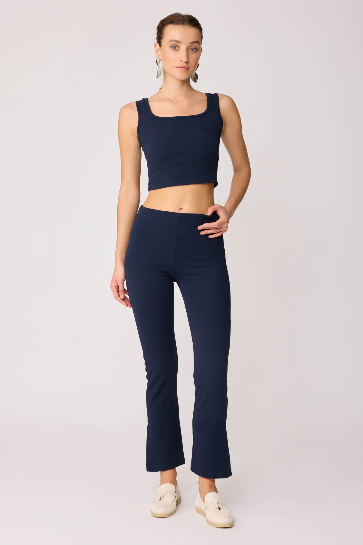 CUFF SPLIT TROUSERS WITH ELASTANE WAIST