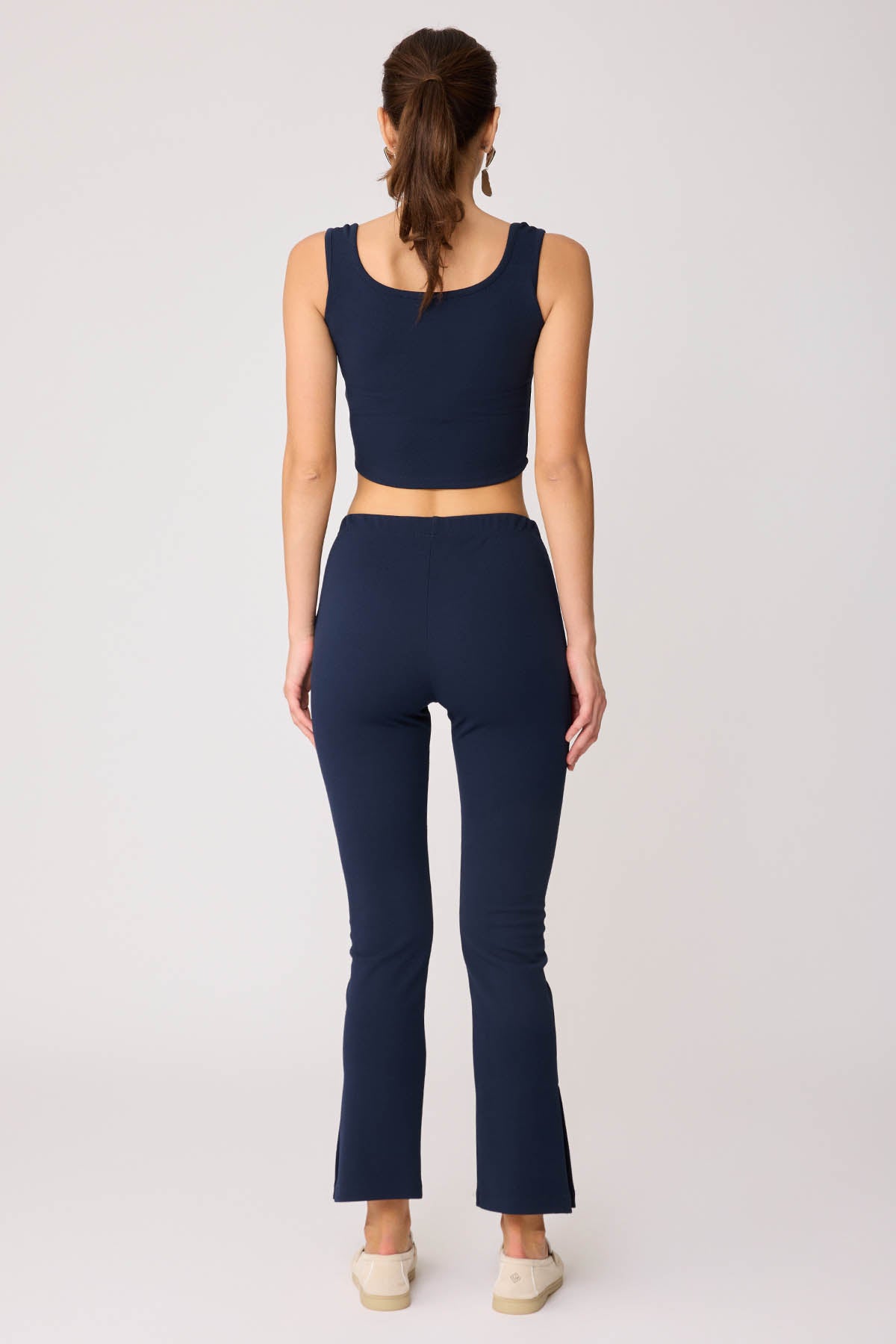 CUFF SPLIT TROUSERS WITH ELASTANE WAIST
