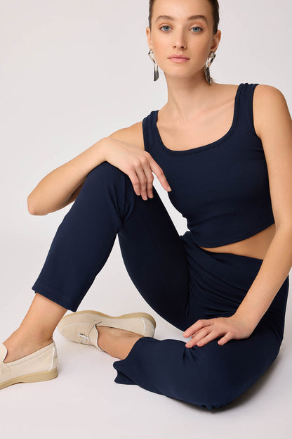 CUFF SPLIT TROUSERS WITH ELASTANE WAIST
