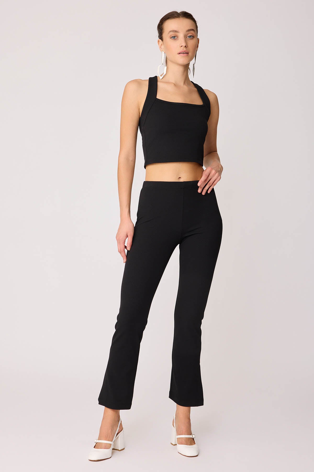 CUFF SPLIT TROUSERS WITH ELASTANE WAIST