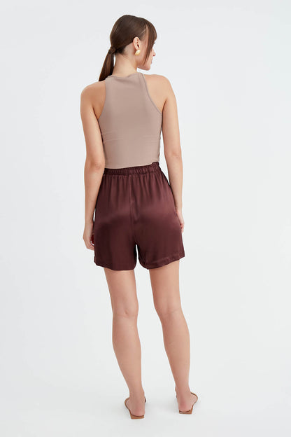 BRIGHT SATEN SHORTS WITH ELASTANE WAIST