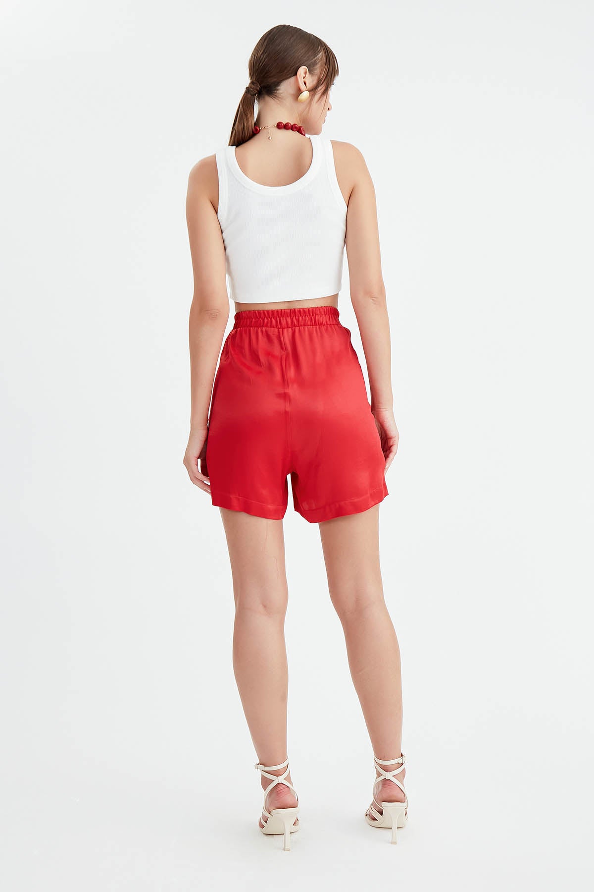 BRIGHT SATEN SHORTS WITH ELASTANE WAIST