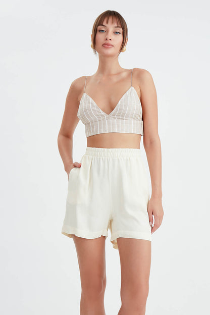 BRIGHT SATEN SHORTS WITH ELASTANE WAIST