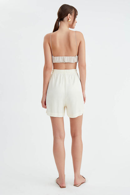 BRIGHT SATEN SHORTS WITH ELASTANE WAIST