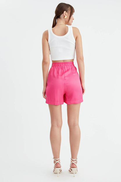 BRIGHT SATEN SHORTS WITH ELASTANE WAIST