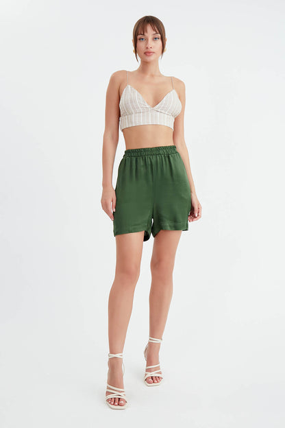 BRIGHT SATEN SHORTS WITH ELASTANE WAIST
