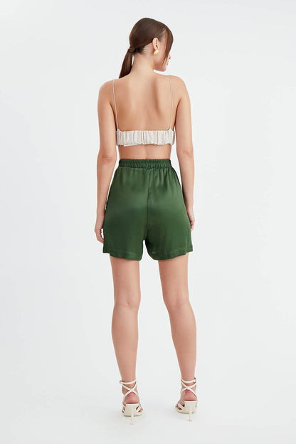 BRIGHT SATEN SHORTS WITH ELASTANE WAIST