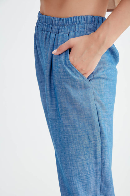 CROP PLEATED BELGIAN TROUSERS WITH ELASTANE WAIST
