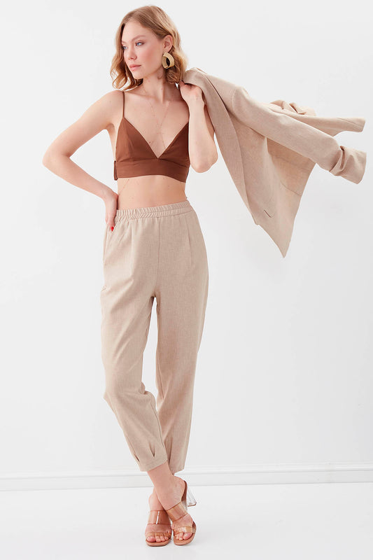 DIAMOND PLEATED HIGH-WAIST TROUSERS