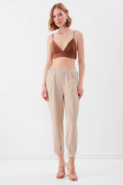 DIAMOND PLEATED HIGH-WAIST TROUSERS