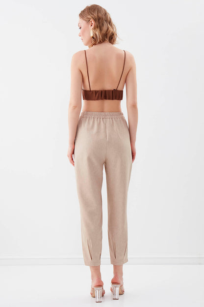 DIAMOND PLEATED HIGH-WAIST TROUSERS