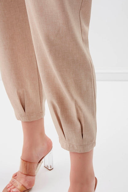 DIAMOND PLEATED HIGH-WAIST TROUSERS
