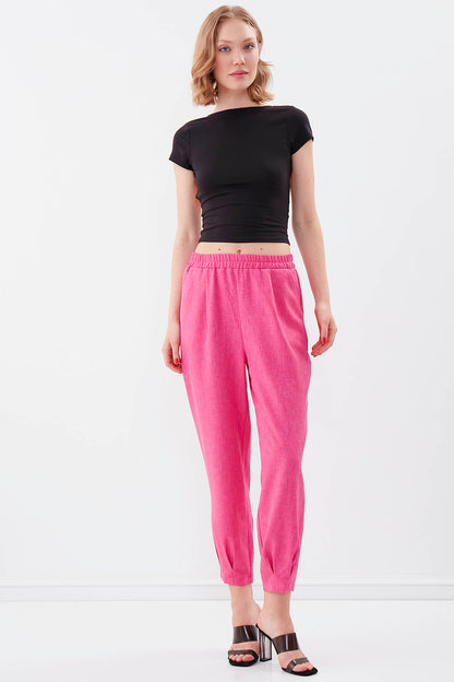DIAMOND PLEATED HIGH-WAIST TROUSERS