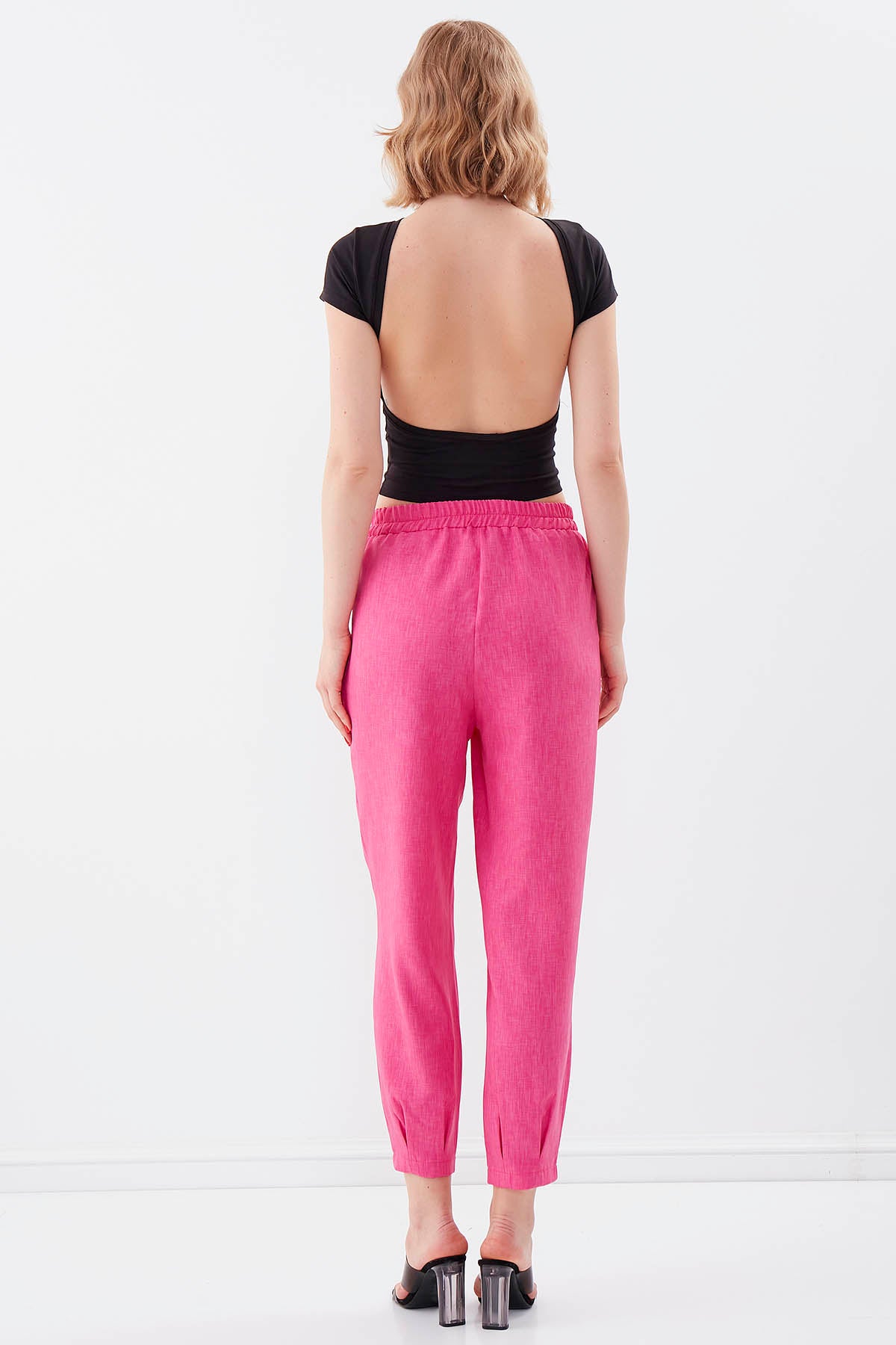 DIAMOND PLEATED HIGH-WAIST TROUSERS