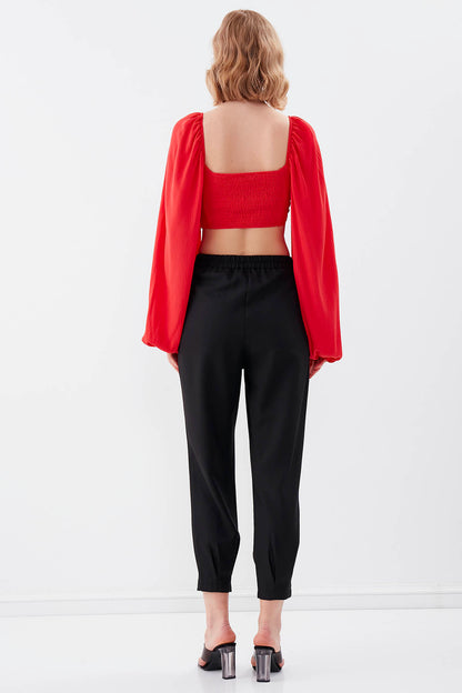 DIAMOND PLEATED HIGH-WAIST TROUSERS