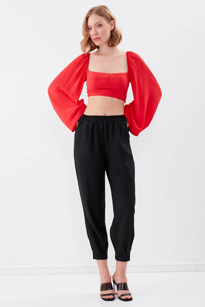 DIAMOND PLEATED HIGH-WAIST TROUSERS