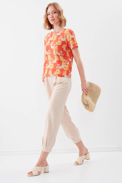 DIAMOND PLEATED HIGH-WAIST TROUSERS