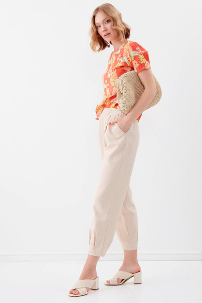 DIAMOND PLEATED HIGH-WAIST TROUSERS
