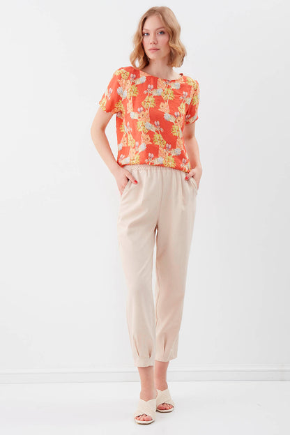 DIAMOND PLEATED HIGH-WAIST TROUSERS