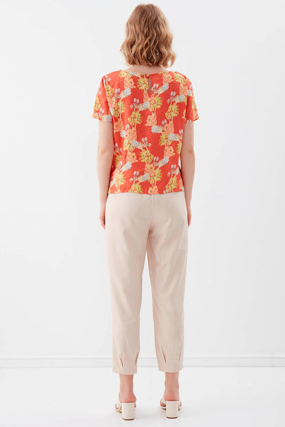 DIAMOND PLEATED HIGH-WAIST TROUSERS