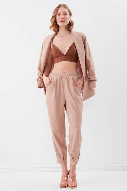 DIAMOND PLEATED HIGH-WAIST TROUSERS