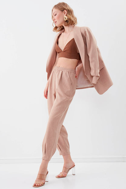DIAMOND PLEATED HIGH-WAIST TROUSERS