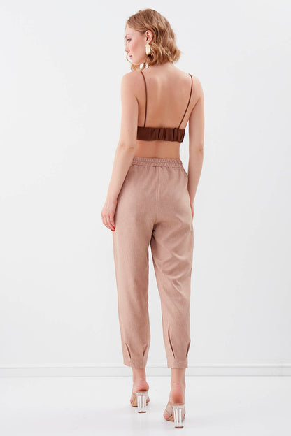 DIAMOND PLEATED HIGH-WAIST TROUSERS
