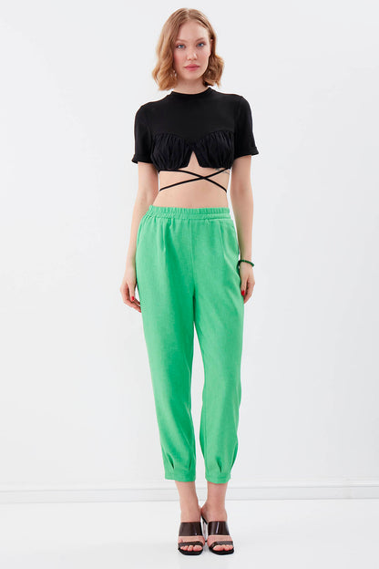 DIAMOND PLEATED HIGH-WAIST TROUSERS