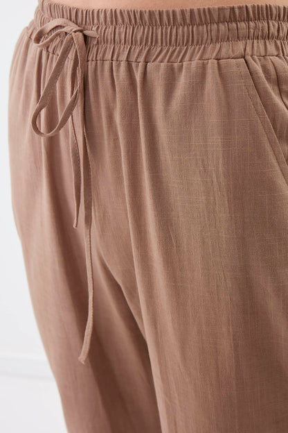 VISCOSE LINEN COMFORTABLE TROUSERS WITH ELASTANE WAIST