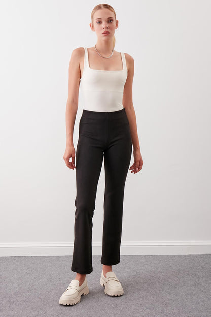 SUEDE TROUSERS WITH ELASTANE WAIST & ZIPPERS