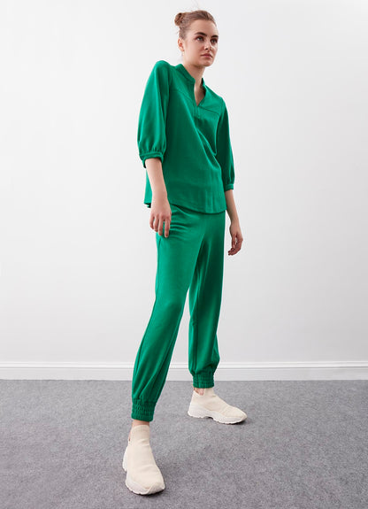 KNITTED TROUSERS WITH ELASTANE WAIST AND CUFFS