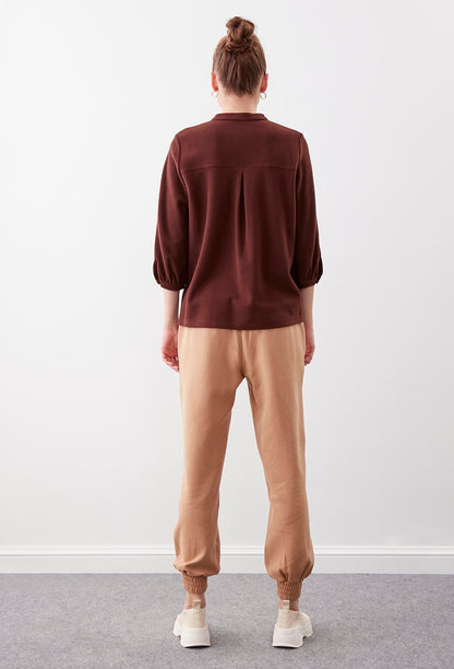 KNITTED TROUSERS WITH ELASTANE WAIST AND CUFFS