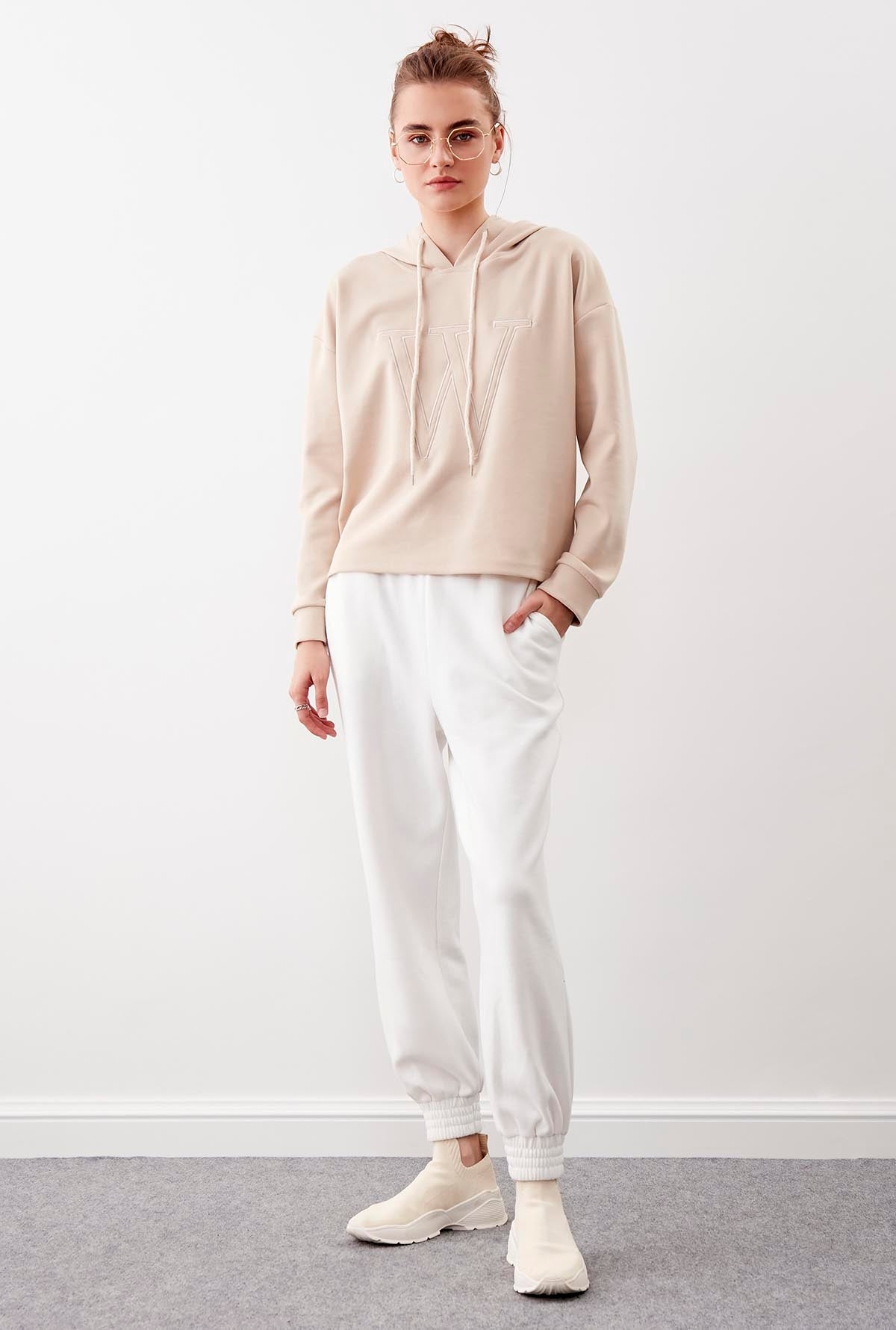 KNITTED TROUSERS WITH ELASTANE WAIST AND CUFFS