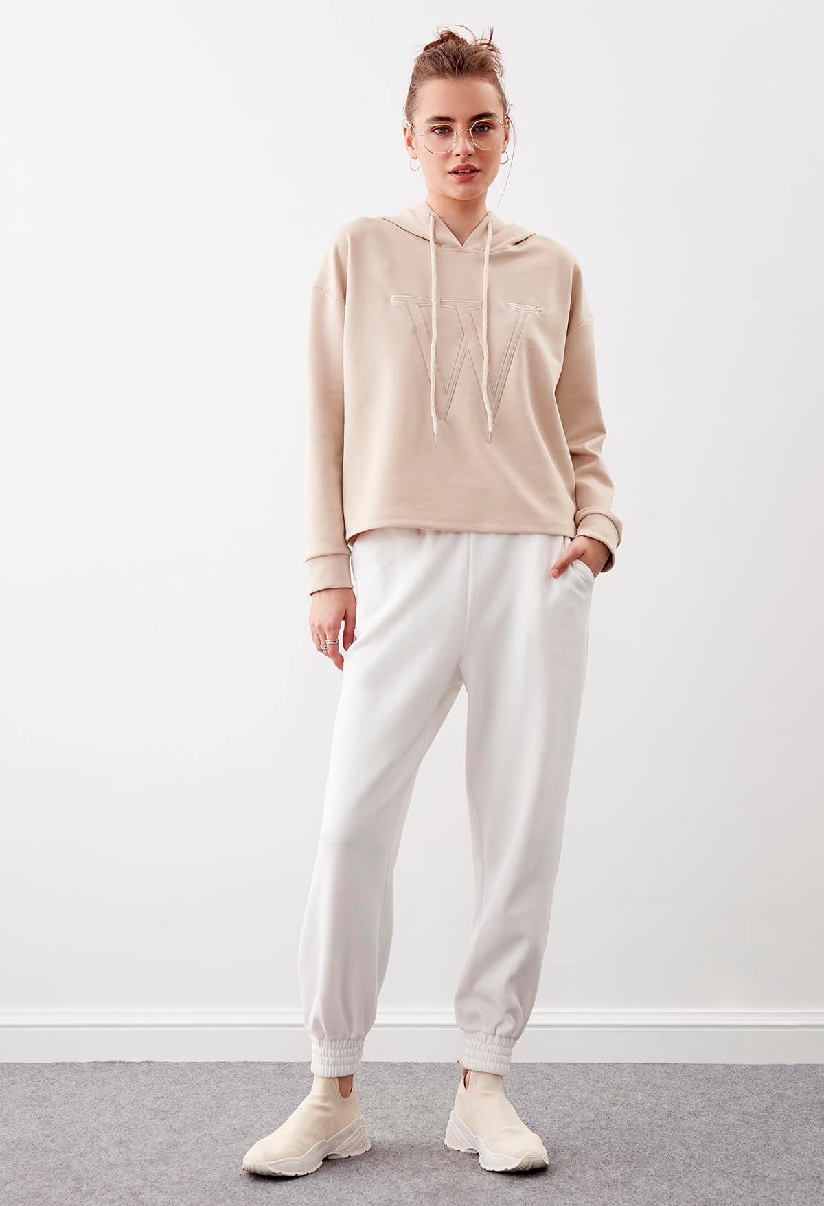 KNITTED TROUSERS WITH ELASTANE WAIST AND CUFFS