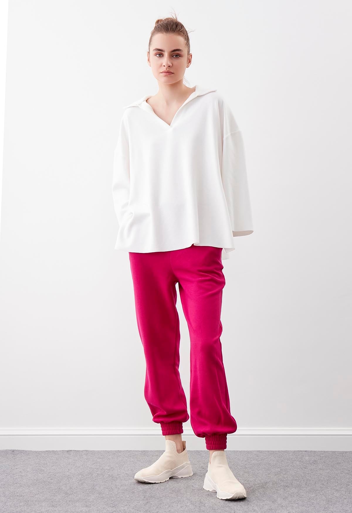 KNITTED TROUSERS WITH ELASTANE WAIST AND CUFFS