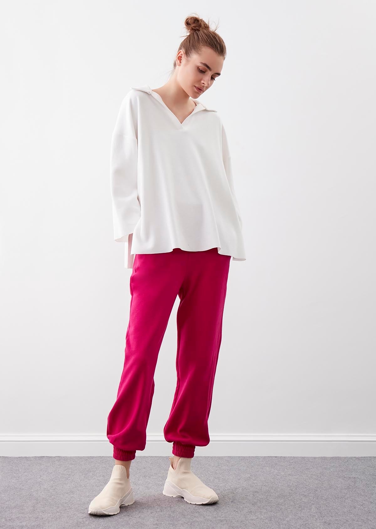 KNITTED TROUSERS WITH ELASTANE WAIST AND CUFFS