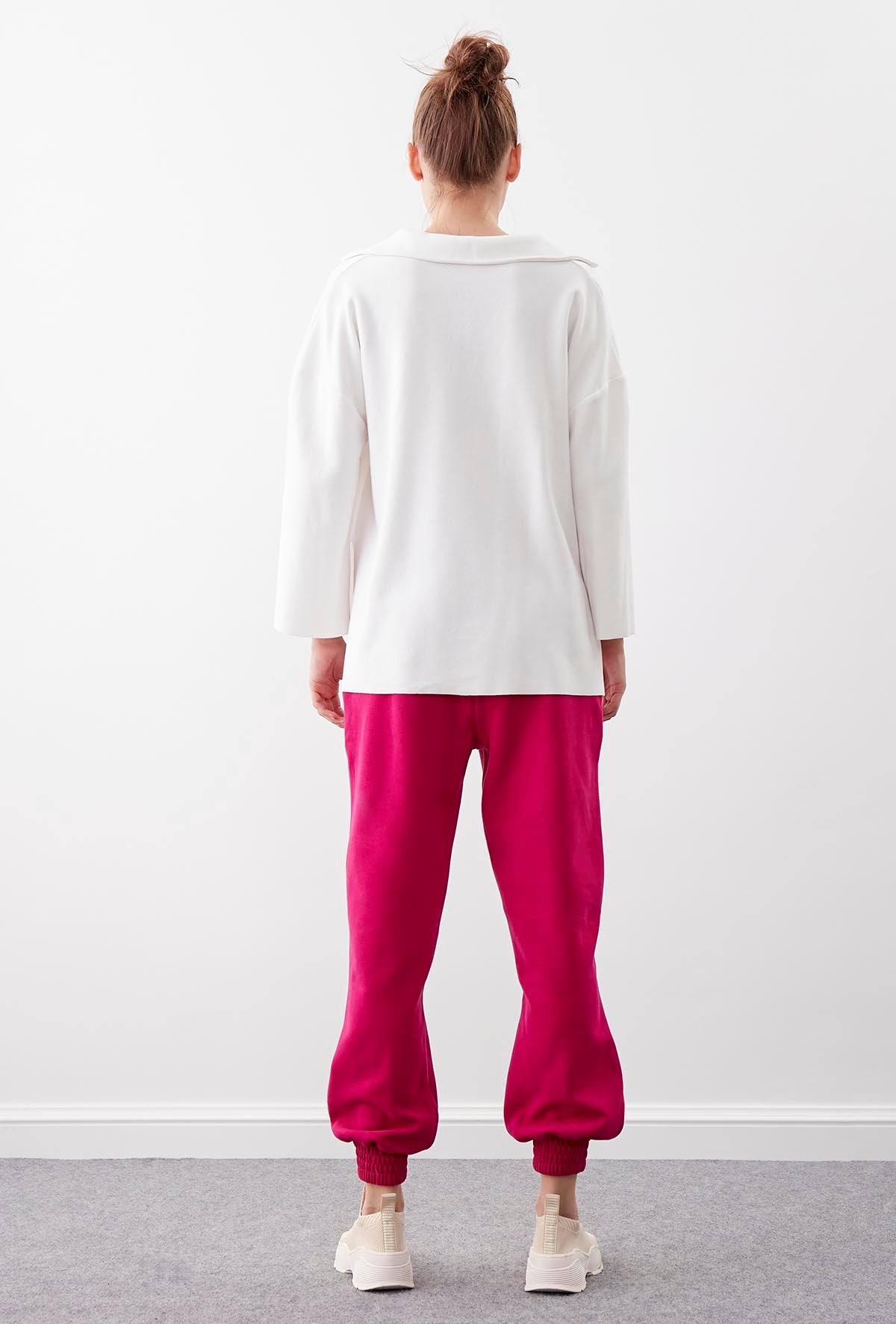 KNITTED TROUSERS WITH ELASTANE WAIST AND CUFFS