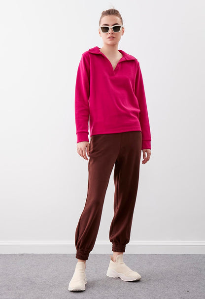 KNITTED TROUSERS WITH ELASTANE WAIST AND CUFFS